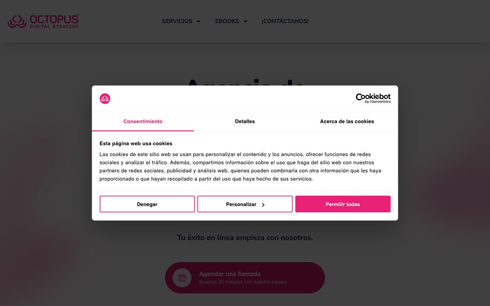 Captura de la web de Octopus, agencia SEO en México