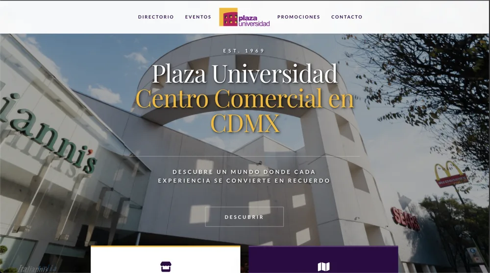 Plaza Universidad — sitio web para centro comercial del Grupo Carso