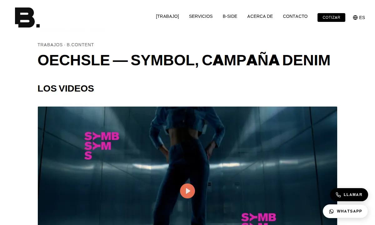 Captura de la ficha de video de Oechsle Symbol en bcontent.media con el reproductor arriba de la página
