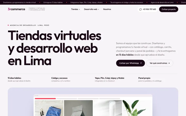 Captura de la web de 3R Commerce