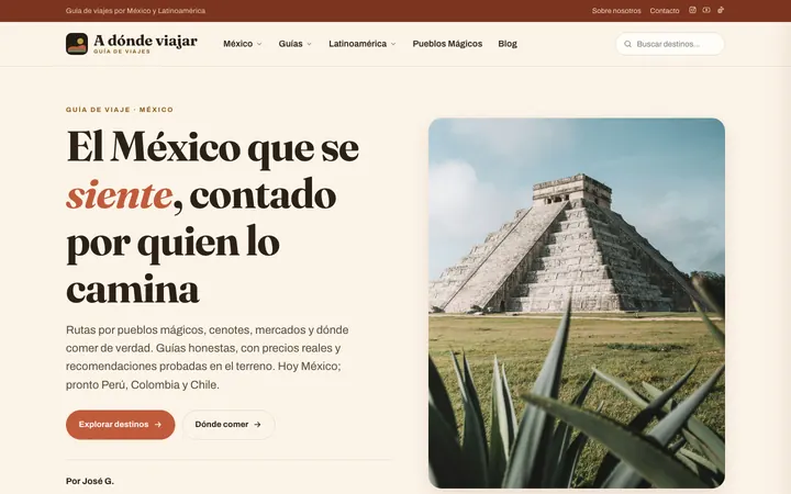 Captura de la web de A dónde viajar