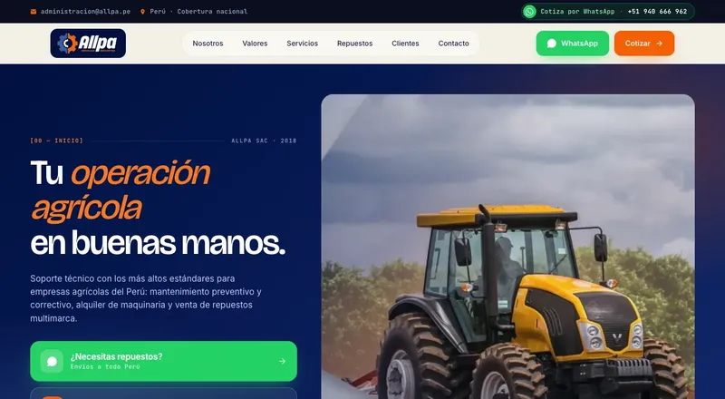 Captura de la web de Allpa Repuestos