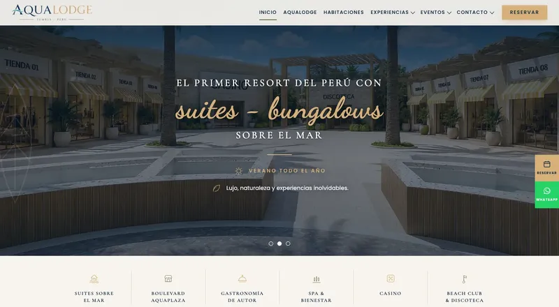 Captura de la web de AQUALODGE