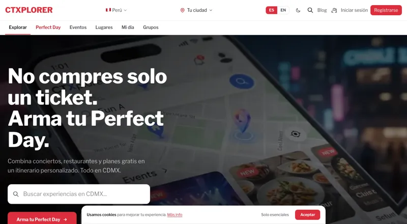 CTXplorer — plataforma para armar un Perfect Day con conciertos, restaurantes y planes, desarrollo y SEO por José Gaspard