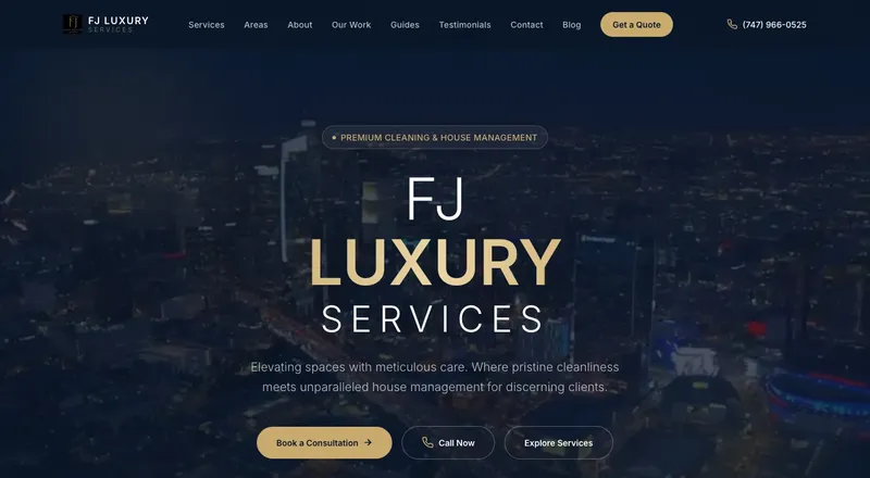 Captura de la web de FJ Luxury Services