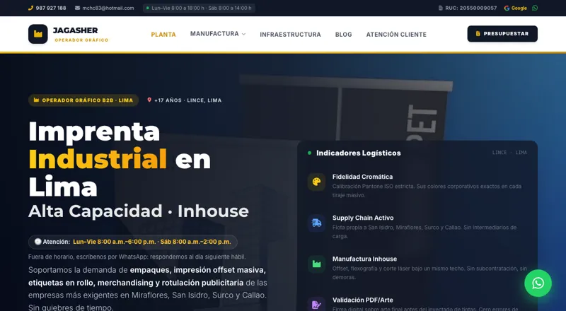 Imprenta Peruana — web B2B de imprenta industrial en Lima, desarrollo y SEO por José Gaspard
