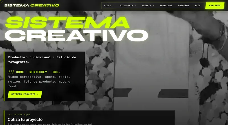 Captura de la web de Sistema Creativo