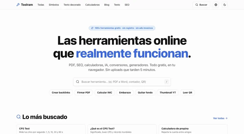 Captura de la web de Toolram