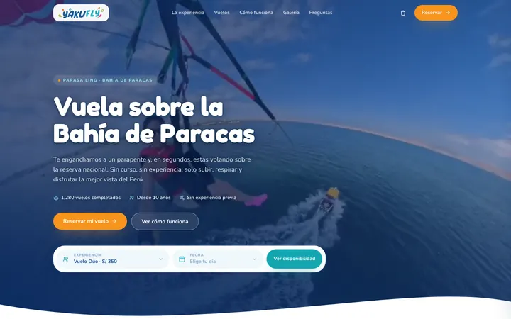 Captura de la web de YakuFly